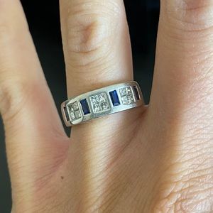 Platinum Diamond and sapphire ring